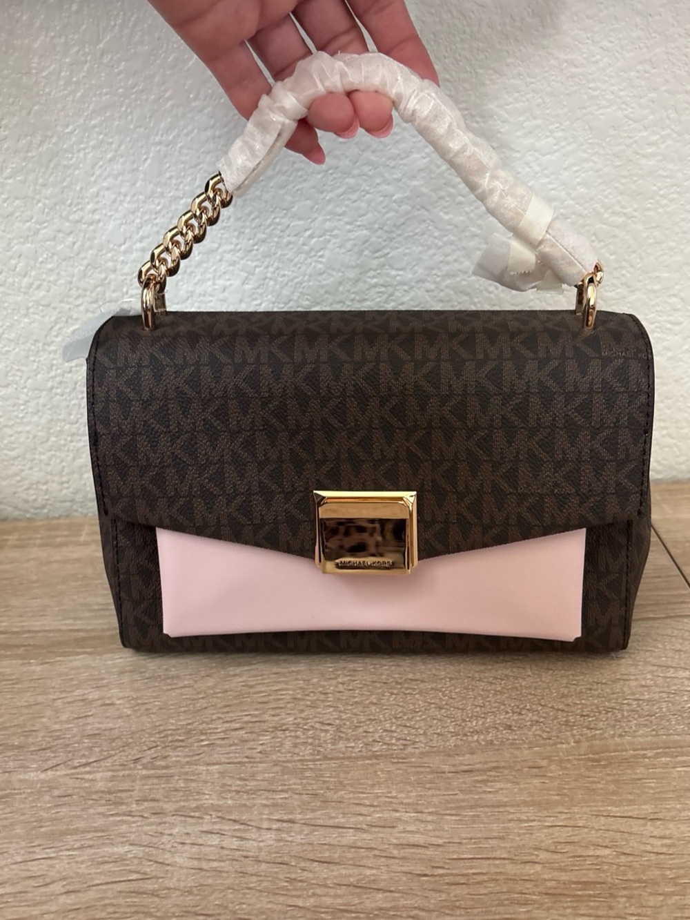 NWT Michael Kors Lita Medium Two-Tone Logo Crossbody Bag